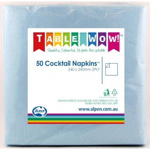 Napkins Beverage/Cocktail Light Blue 2ply Pk/50