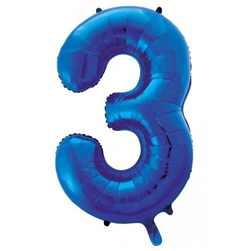 Balloon Foil Megaloon Number 3  Blue 86cm