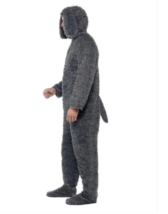 Costume Onesie Adult Animal Fluffy Dog Grey Large