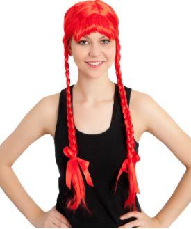 Wig Pippi Long Red With Plaits Budget