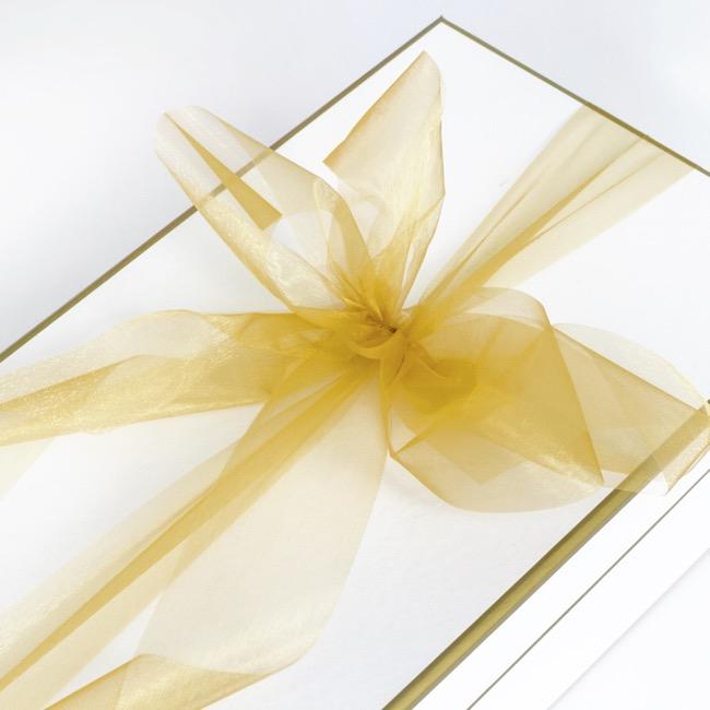 Organza Ribbon Gold Cut Edge 25mm x 100m