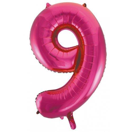 Balloon Foil Megaloon Number 9 Hot  Pink  86cm