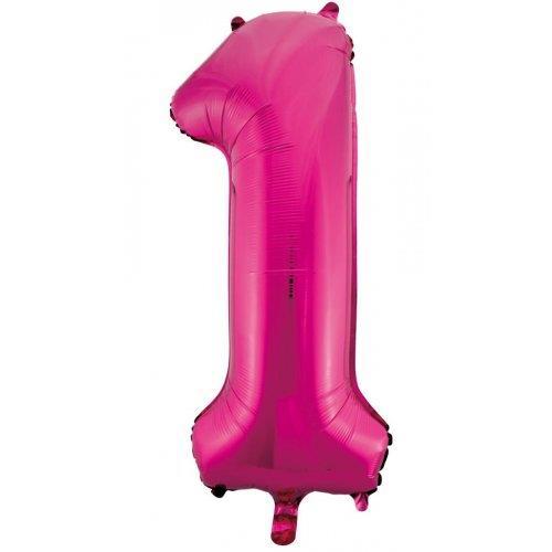 Balloon Foil Megaloon Number1 Hot Pink  86cm