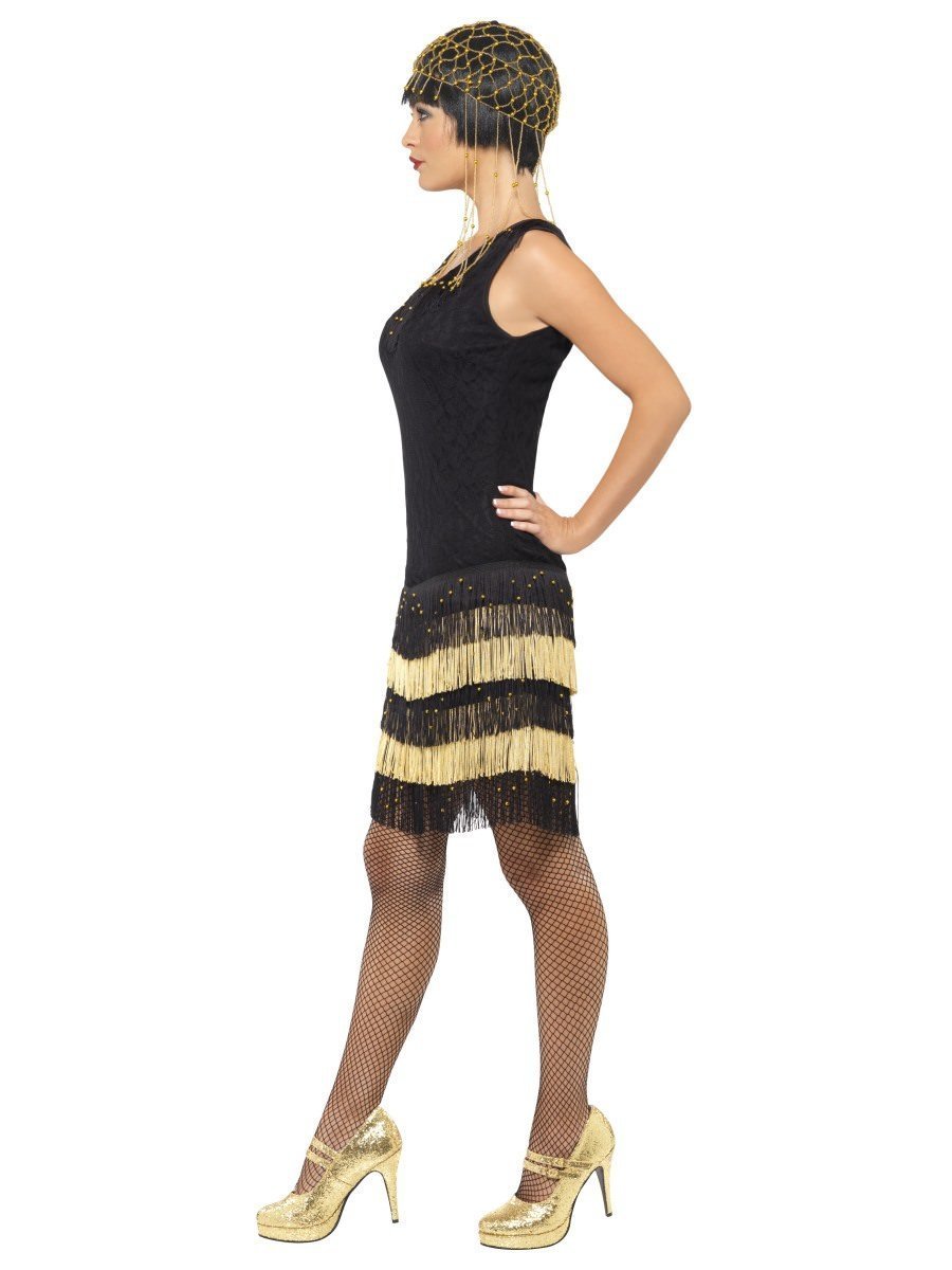 Costume Adult Womens  Fringed Flapper Black & Gold