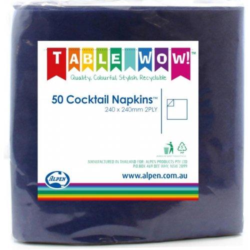 Napkins Beverage/Cocktail Dark Blue 2ply Pk/50