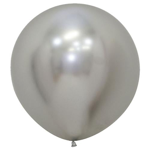 Balloons 60cm Reflex Silver Sempertex Pk 3