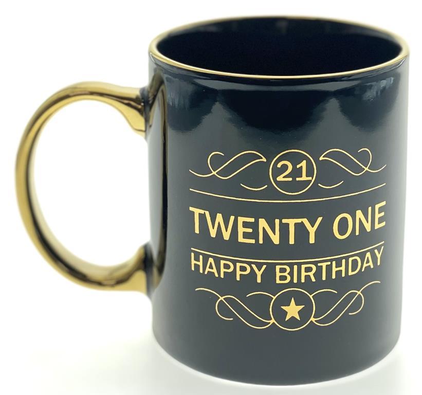 Mug White 21st Birthday Black With Gold Script