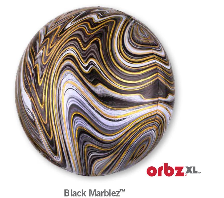 Balloon Orbz Black Marblez 40cm