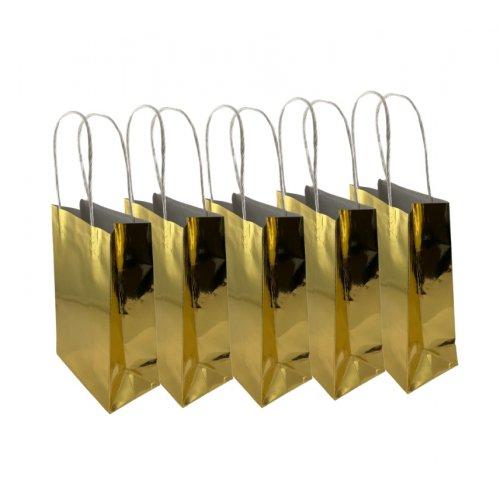 Party Loot Bag Paper Metallic Gold Pk/5