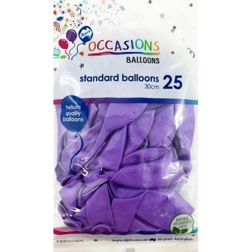 Latex Balloons Purple 30cm Occasions Budget Pk/25