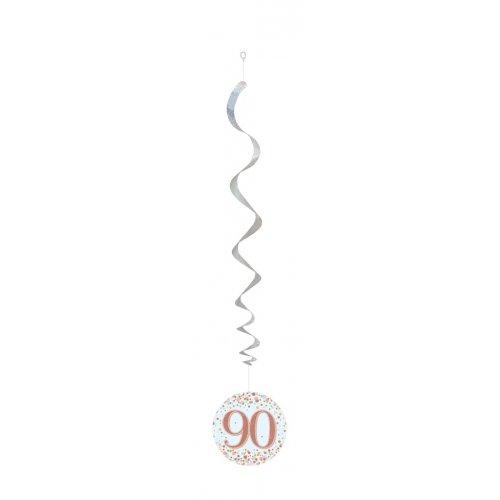 Hanging Swirls 90th Birthday Sparkling Fizz Rose Gold Pk/6