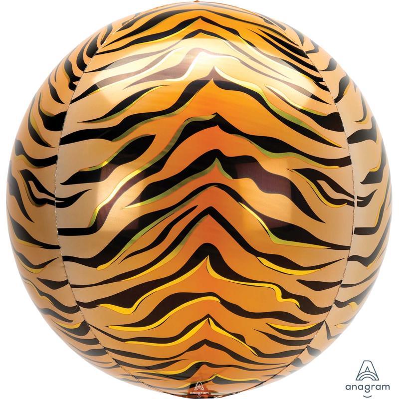 Balloon Foil Orbz Tiger Safari Print 38cm X 40cm