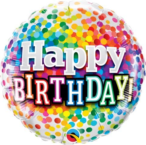 Balloon Foil 45cm Confetti Happy Birthday