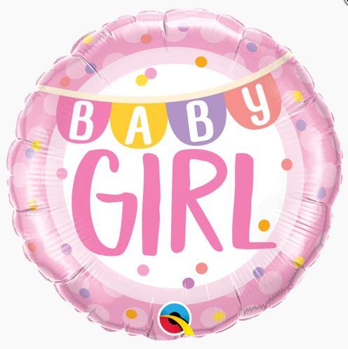 Balloon Foil 45cm Baby Girl Banner Dots