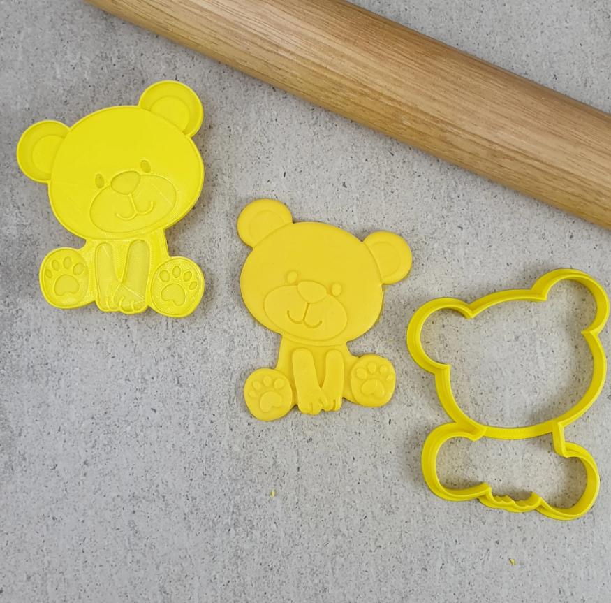 Teddy Bear Cookie/Biscuit Cutter And Debosser Set