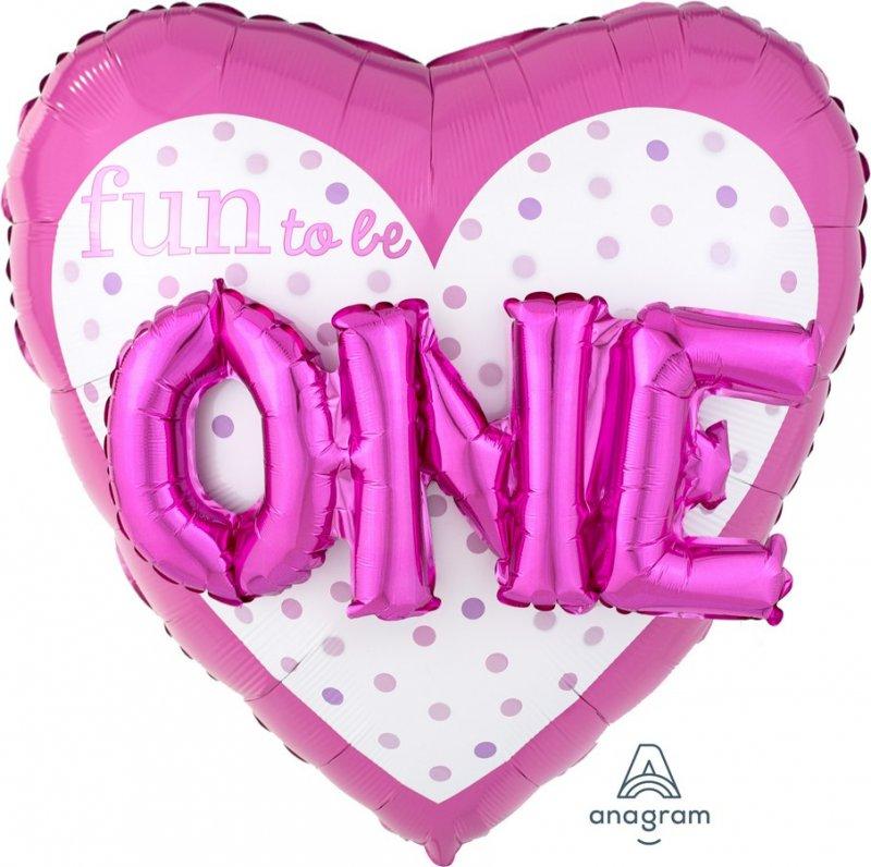 Balloon Foil Shape Fun To Be One Pink 91cm (Balloon Only Helium Extra)