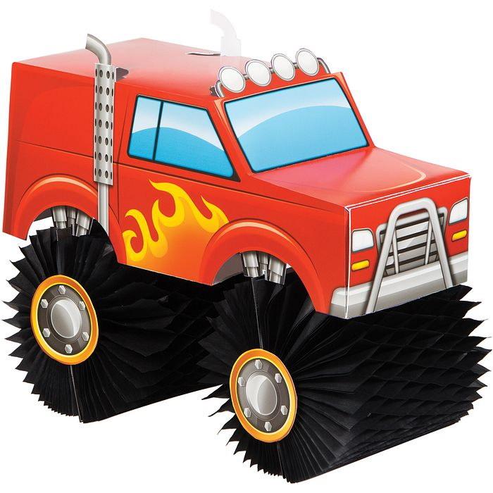 Monster Trucks Centrepiece 3 D Shaped Wheels 25.4cm X 21.5cm X 12.7cm