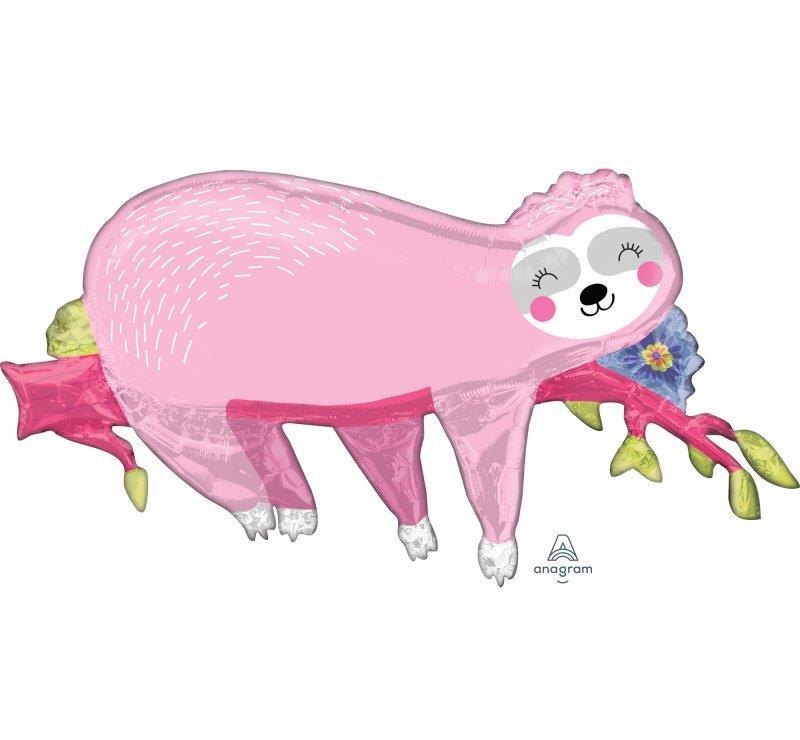 Balloon Foil Shape Pink Sloth 93cm X 55cm