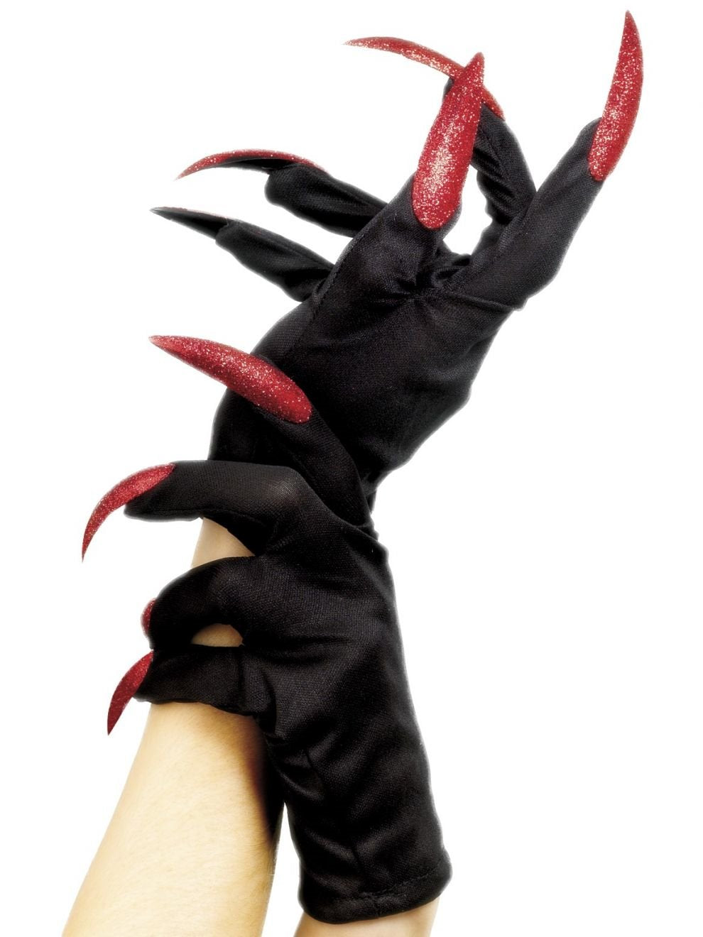 Gloves Halloween Black W/ Glitter Nail