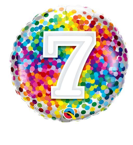 Balloon Foil 45cm Confetti Number 7