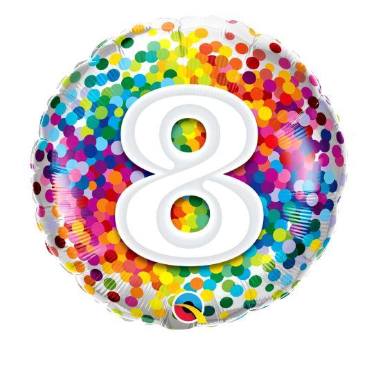 Balloon Foil 45cm Confetti Number 8