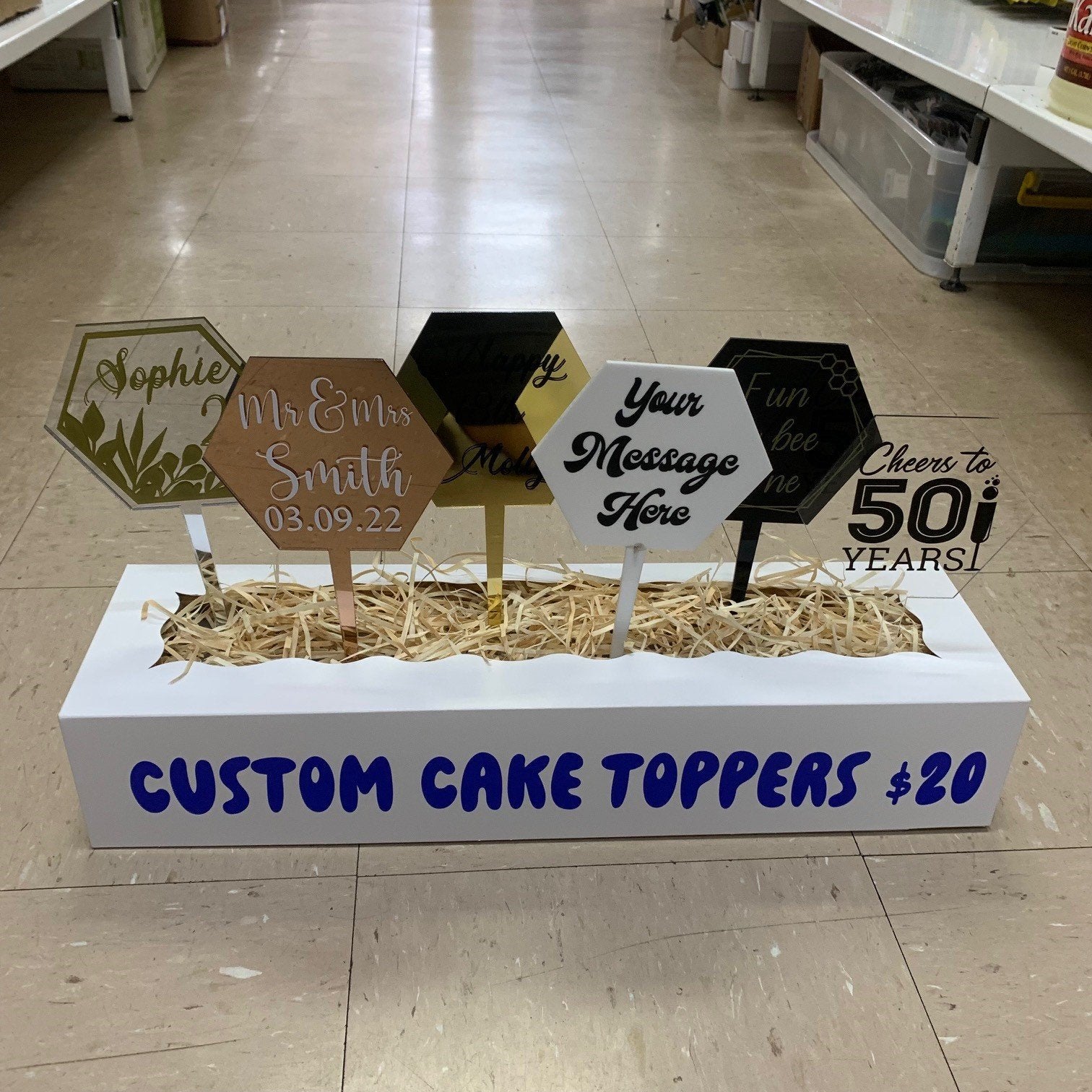 Cake Topper Hexagonal Blank Mirror Rose Gold