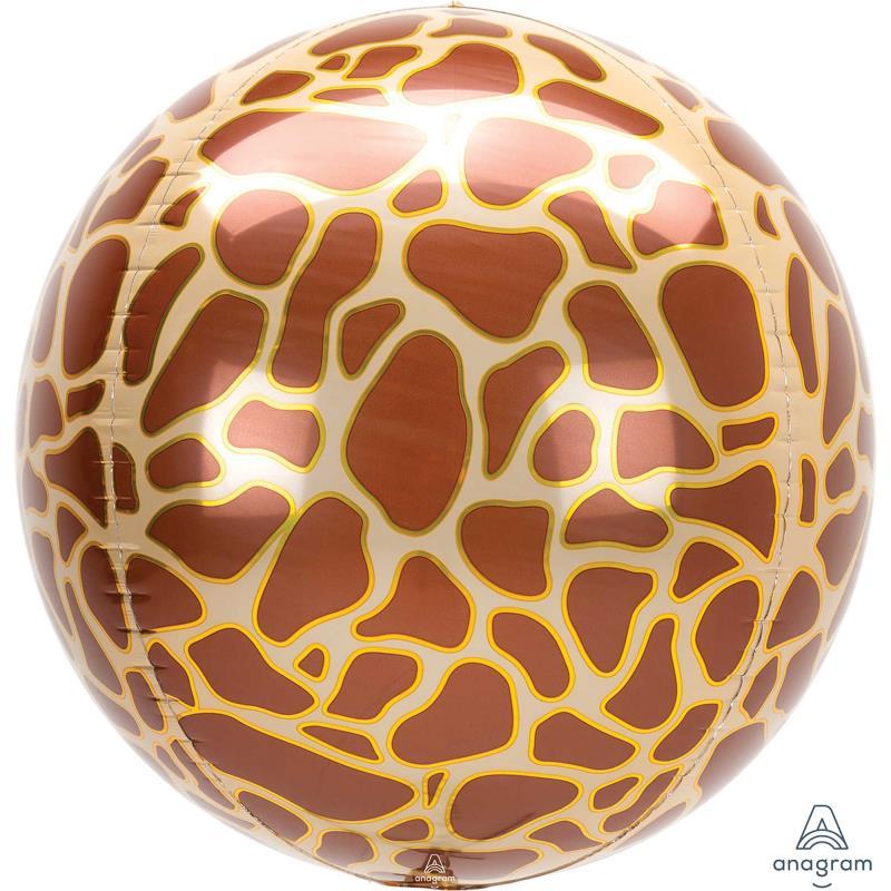 Balloon Foil Orbz Giraffe Safari Print 38cm X 40cm