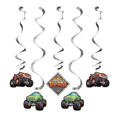 Monster Trucks Hanging Swirls Pk/5 2 X 99cm And 3 X 76.2cm In Length