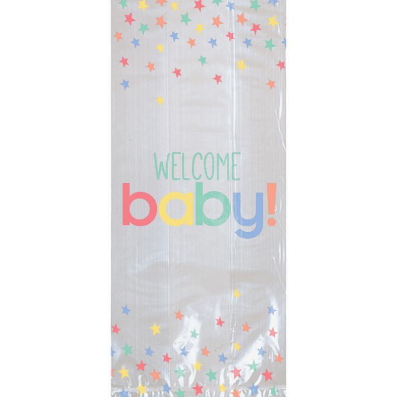 Baby Shower Cello Bags Welcome Baby Pk/20 22cm X 10cm X 6cm W/Twist Ties