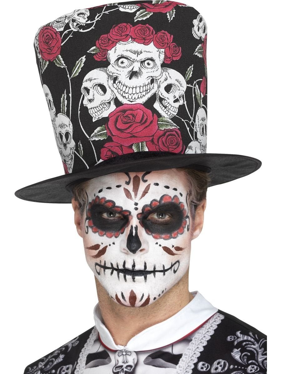 Hat Top  Skull And Roses Day Of The Dead