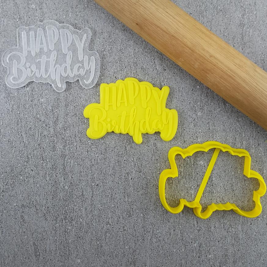 Happy Birthday Cookie/Biscuit Cutter And Debosser Set