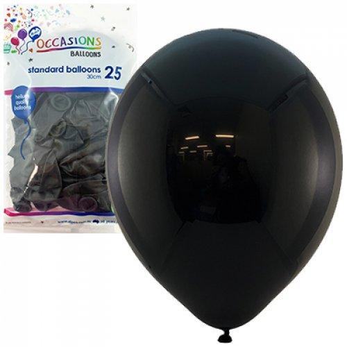 Latex Balloons Black 30cm Occasions Budget Pk/25