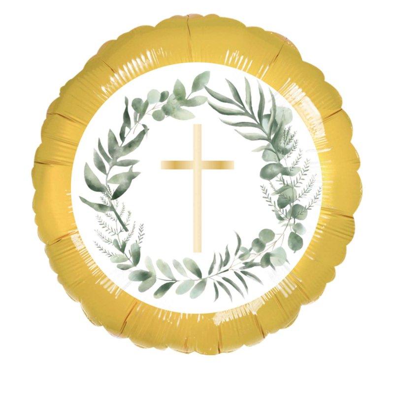 Balloon Foil 45cm Religious Christian Cross Botanical Celebration