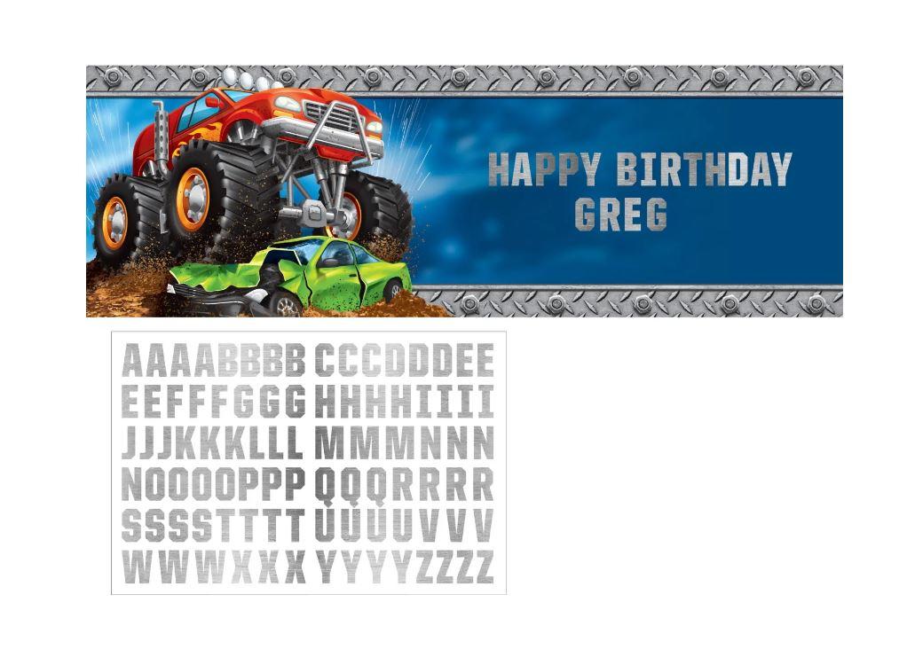 Monster Trucks Rally Giant Personalised Banner 152cm X 50.8cm