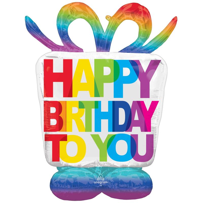 Balloon Foil Airloonz Happy Birthday To You Present 127cm X 96cm