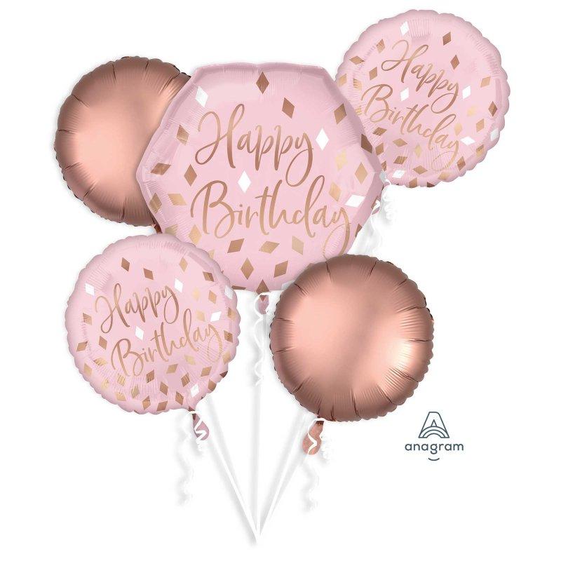 Balloon Foil Bunch Happy Birthday Blush Pk/5