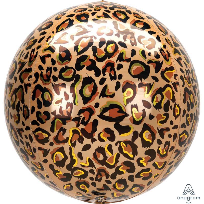 Balloon Foil Orbz Leopard Safari Print 38cm X 40cm