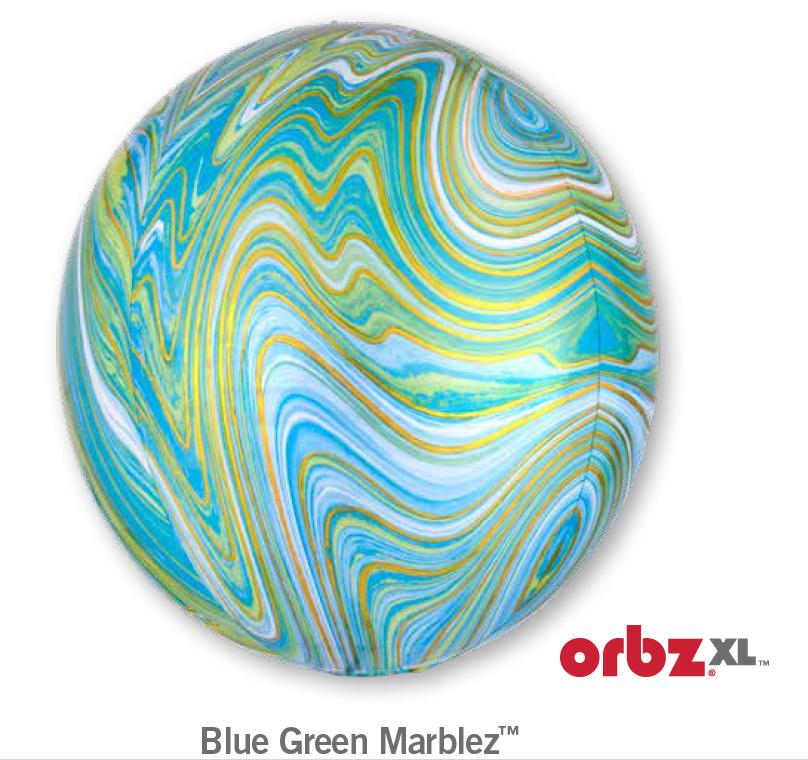 Balloon Orbz Blue Green Marblez 40cm