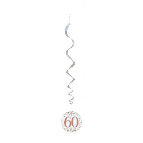 Hanging Swirls 60th Birthday Sparkling Fizz Rose Gold Pk/6