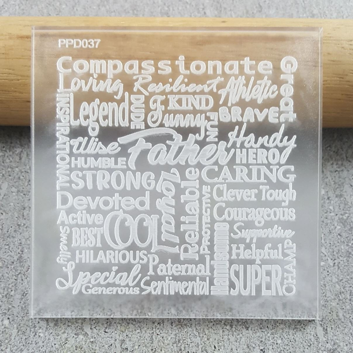 Fathers Day Text Collage Pattern Cookie/Biscuit Debosser Cutter