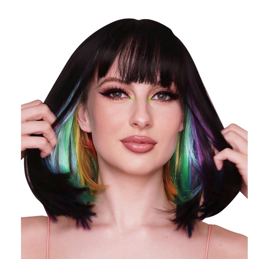 Wig Deluxe Black With Rainbow Underlay Two Tone