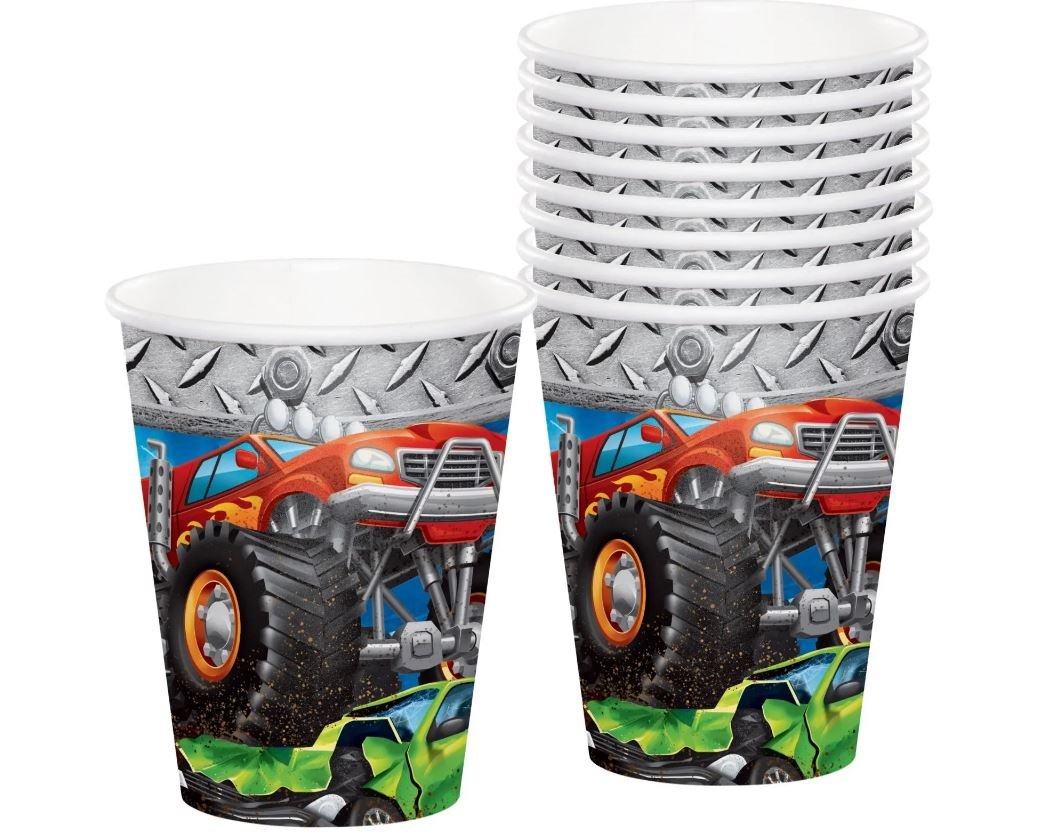 Monster Trucks Cups 266ml Paper Pk/8